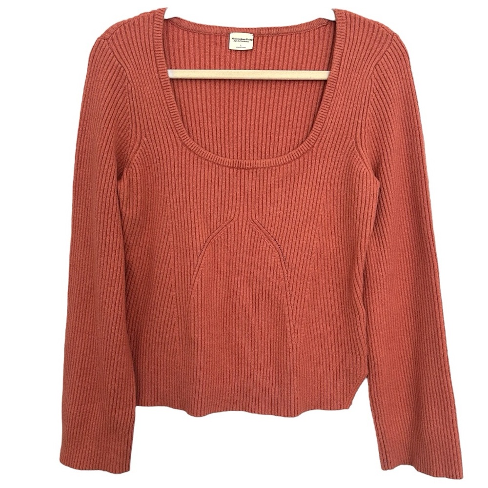 Abercrombie & Fitch Women’s Ribbed Knit Square Neck Sweater Sz L